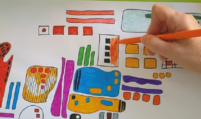 "Happy" Abstract Coloring Pages - Relax & Focus On Your Joy